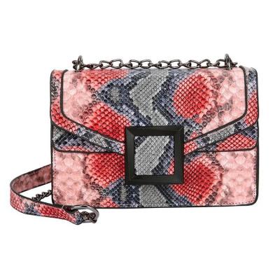 China Latch Closure Flapper Flap Hot Selling Amazon Woman Serpentine PU Cross - Body Bag Snakeskin Purses And Handbag Cute For Women for sale