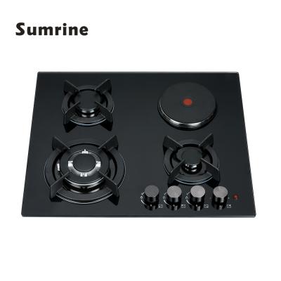 China Easy Clean Ceramic And Gas In A Four Burner Gas Hob Portable Kitchen 4 Burner Gas Stove Tempered Glass for sale