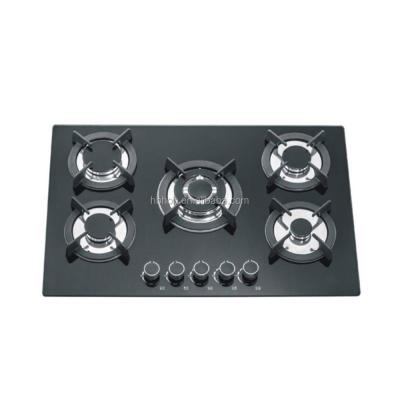 China Household built in 5 burner cooktop built in tempered glass surface gas stove gas burner for sale