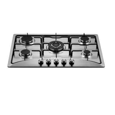 China Bule Stainless Steel Flame Element 201 Stainless Steel Panel 5 Burner Gas Cooker for sale