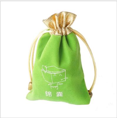 China Green Velvet Bag Green Velvet Bags With Mouth 10x12cm Custom Pouches 13x17cm Logo Sack Cosmetic Jewelry Packaging Gold for sale