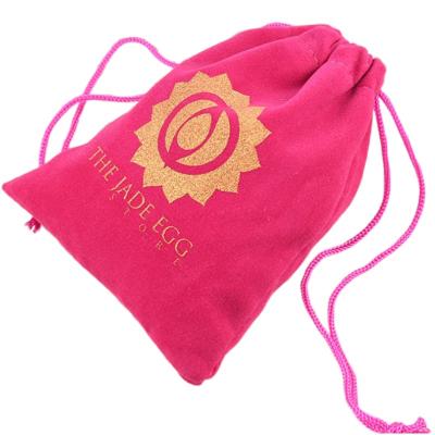 China Recyclable Pink Velvet Gift Bags Custom Logo Cosmetic Packaging Pouches 11x14cm Jewelry Sack 5x7cm 7x9cm 9x12cm for sale