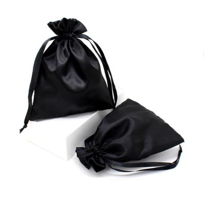 China Black Silk Satin Stain Gift Bags Packaging Pouches Custom Logo Cosmetic Sack 8x10cm 9x12cm Necklace Bracelet Bangle Jewelry for sale