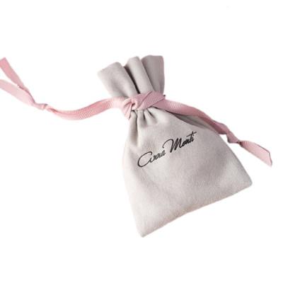 China Gray Flannel Gift Bags 7x9cm 8x10cm Custom Recyclable Velvet Logo Cosmetics Sack Jewelry Microfiber Packaging Pouches for sale