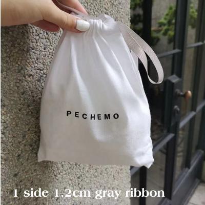 China Small Recyclable Cotton Gift Bags With Ribbon 5x7cm 7x9cm 8x10cm (3x4inch) Hair Eyelash Makeup Bag Gray Jewelery Packaging Pouches for sale