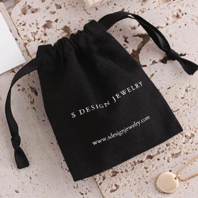 China Highest Quality Black Jewelry Makeup Bag Cotton Packaging Pouches 8x10cm 9x12cm 10x15cm 13x17cm for sale