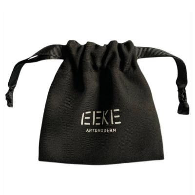 China Highest Quality Recyclable Sew Black Cotton Gift Bags Custom Logo Sack Makeup Jewelry Packaging Pouches for sale