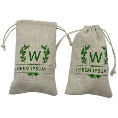 China Logo Linen Gift Bags 5x7cm 7x9cm 8x10cm 9x12cm Muslin Drawstring Recyclable Custom Cosmetic Bag Jewelry Packaging Pouches for sale