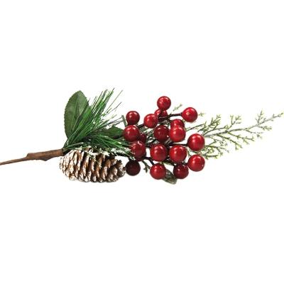 China Plastic Artificial Blueberry Fruit Simulation Berry And Floral Leaf Spray Christmas Season Decoration for sale