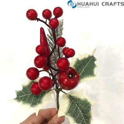 China Fabric Glitter Artificial Poinsettia Single Stem with 2 Leaves Christmas Decoration Flowers for sale