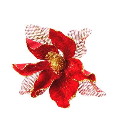 China Plastic Christmas Decorative Flower Glitter Artificial Flowers for sale