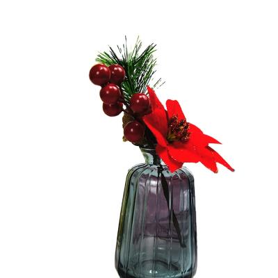 China Plastic Red Poinsettia Velvet Christmas Flower For Holiday Decoration With Artificial Poinsettia Flower for sale