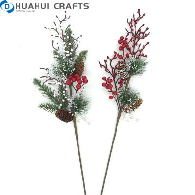 China Plastic Artificial Red Berry And Leaves Christmas Picks For Winter Holiday Home Decoration for sale