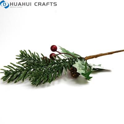 China Fabric China Art Christmas Decorations Artificial Plastic Flowers With Pine Cone Poinsettia Berry Ornament for sale