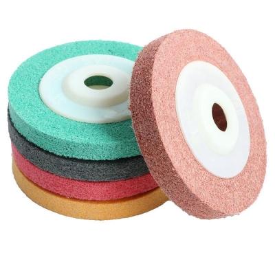 China 100*16mm Durable Abrasive Grinding Wheel 4 Inch Gray Nylon Fiber Non Woven Polishing Buffing Wheel For Metal Ceramics for sale