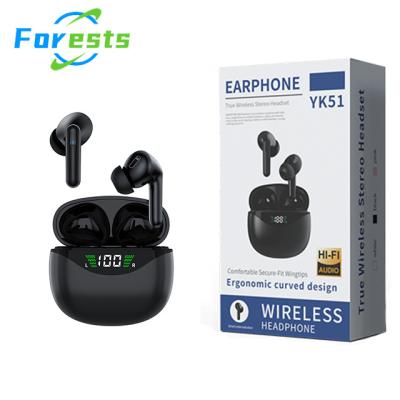 China Forests YK51 TWS Wireless Earbuds BT Touch Control Earbuds Waterproof LED Display Microphone Headsets Low Latency Earbuds for sale