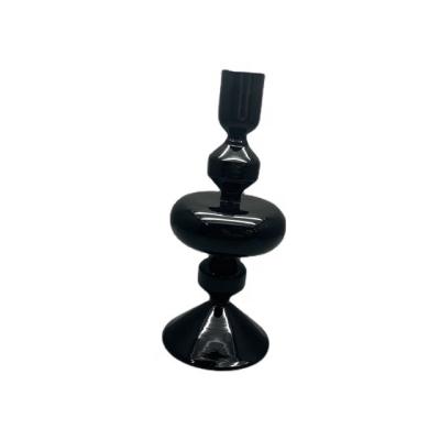 China 2022 New Design Handmade Home Decoration Swollen Bulk Glass Candlestick Holders For Home Decorations for sale