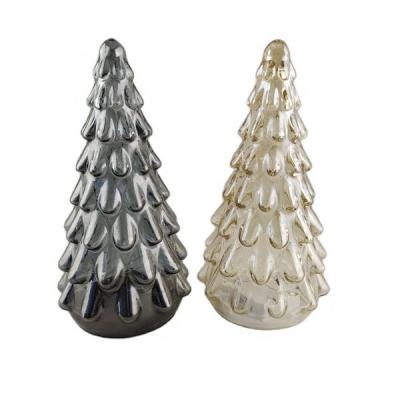 China Handmade Champagne Glass Plated Christmas Tree with 3AA Battery for sale