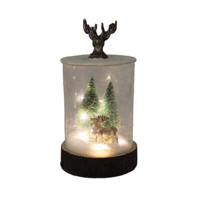 China Christamas Home Decoration Christmas Tree Decorations Light Glass Dome Cover with Wooden Base for Christmas Decoration for sale