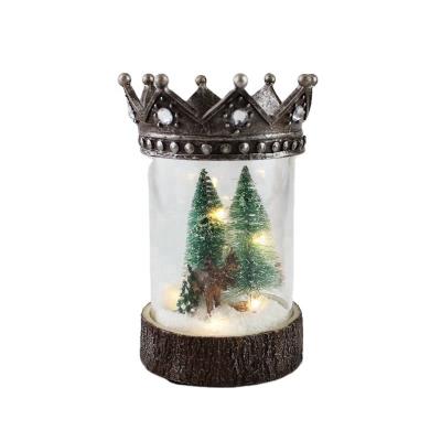 China Medium Christmas Tree Decorations Christamas Home Decoration Light Glass Dome Cover with Wooden Base for Christmas Decoration for sale