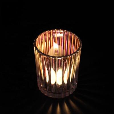 China Factory Wholesale Decorative Silver Plating Candle Cylinder Shape Glass Cup for sale