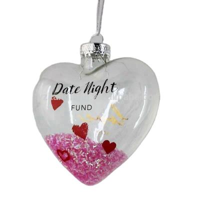 China New Color Plating Valentine's Day Series Heat Resistant Glass Love Shape With Pink Pieces Design Glass Blow Decoration for sale