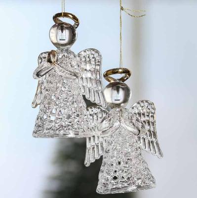 China Wholesale High Quality Handmade Glass Christmas Heat Resistant Glass Angel/Tree/Snow Man Ornaments For Gifts for sale