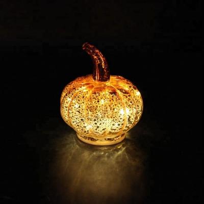 China Wholesale Decorative Halloween Decoration Halloween Glass Pumpkins With Led Light for sale