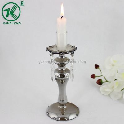 China New Single Head Candlestick Pillar Holder Beautiful Beads Flower Form Single Head Candlestick Holdersfor Wedding Silver Plating Decoration for sale