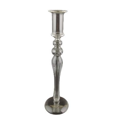 China 2021 Fashion Clear Pillar Stand 2021 Fashion Clear Single Head Glass Candlesticks Tall Glass Candle Holder for sale