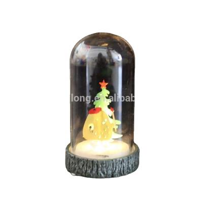 China Christamas new home decoration spring natural glass dome with bird and trees design interior with led lights for home decoration for sale