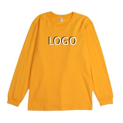 China New Coming Men's Compressed T-Shirt 100% Cotton 250 GSM Long Sleeve Crewneck Heavy Cotton Unisex Casual Heavy Cotton for sale