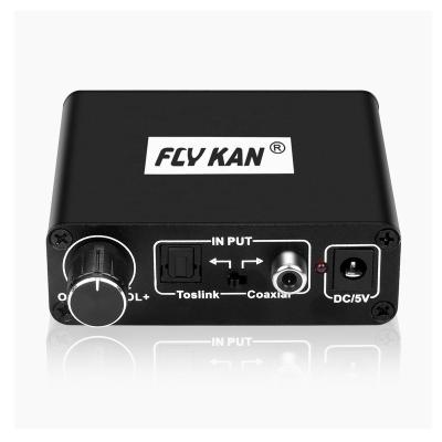 China Convert Fly Kan Audio DAC Audio Converter Input Toslink+Coaxial to Output RCA L/R+3.5mm Jack + Coaxial+Toslink with Volume Knob for sale