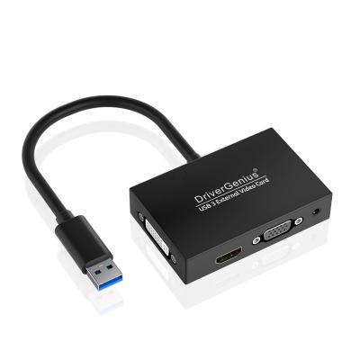 China Mental USB 3.0 to External HD-VGA-DVI Video Card Adapter with 3.5mm Audio Port for sale