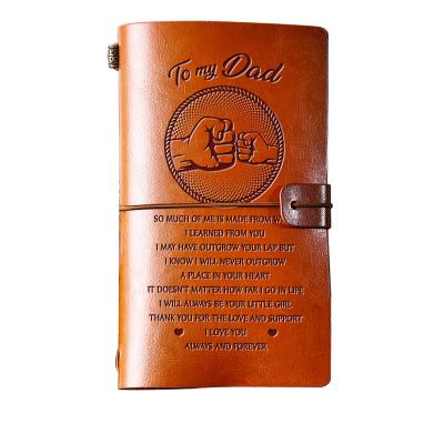 China Debossed Exquisite Design Vintage To My Personal Engraved Father's Notebook Diary Leather Traveler Diary Notebook Dad Voyager Dad's Day Gift for sale