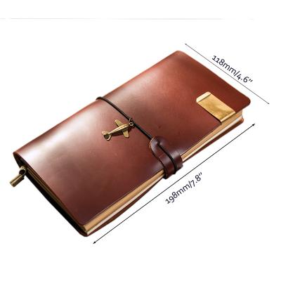 China Exquisite Design Oiled Tanned Voyager Notebook Genuine Leather Notebook Traveler Diary Personal Journal With Fancy Pendant for sale