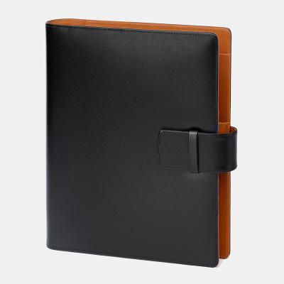 China Debossed Customized Classic Logo PU Smooth A5 Notebook Cover Diary Planner Leather Organizer 6 Ring Loose Leaf Binder for sale