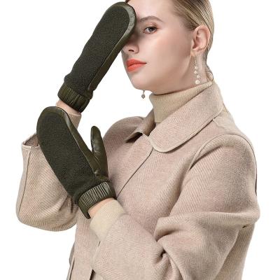 China Simple Wholesale Winter Sheepskin Fashion Outdoor High Quality Leather Gloves For Women for sale