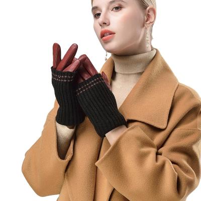 China Fashion Simple Wholesale Genuine Winter Warm Sheepskin Driving Leather Gloves For Women for sale