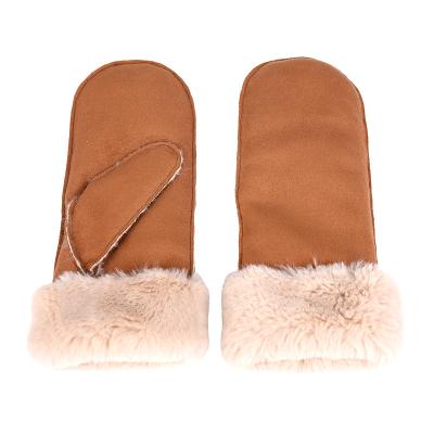 China Women Plain Faux Suede Mitten Winter Gloves for sale