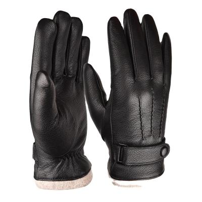 China Wholesale Simple Winter Men's Sheepskin Leather Gloves With Deer Structure for sale