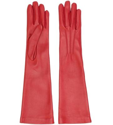 China Simply 2022 New Fashion Elbow Length Party Opera Long Leather Gloves 50cm Winter Colorful Sheepskin Women's Sexy Leather Gloves for sale