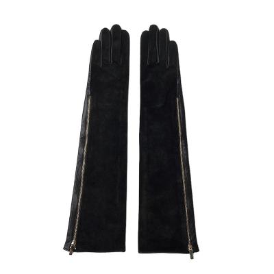 China Italian Simple Wholesale Ladies Opera 50cm Long Leather Gloves Supplier In Zhejiang Of China For Women's Dress for sale