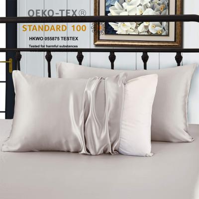 China Double Side Mulberry Silk Pillowcase Top 6A 100% 22mm Anti-static Luxury Silk Sliver Gray 16mm 19mm Pillow Case 22mm With Zipper for sale