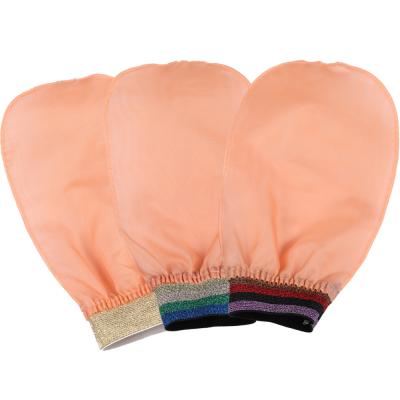 China EXFOLIATE low price sale silk fabric exfoliating glove turkish silk exfoliating glove for sale