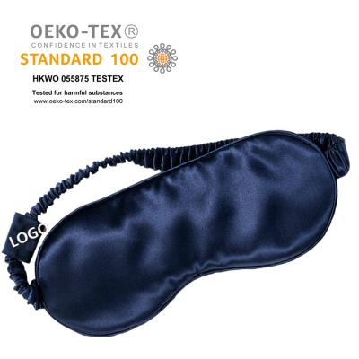 China Custom Anti-wrinkle Soft Logo 100% Silk Eye Sleep Mask For Hotel Travel Home Use for sale