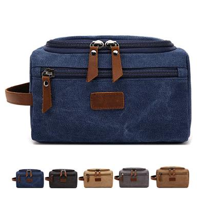 China Portable Tsa Approved Custom Portable Waterproof Canvas Men's Travel Toiletry Bag Shaving Dopp Kit Toiletry Bag Men for sale