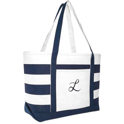 China arming & Custom Printed LOGO Heavy Duty Zip Cotton Canvas Beach Tote Bag With Pocket With Disarming Zipper for sale