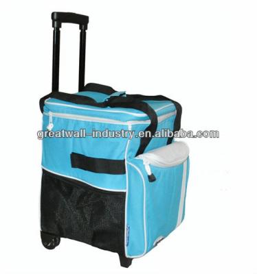 China Food Cart Folding Picnic Cooler Bag With Wheels for sale