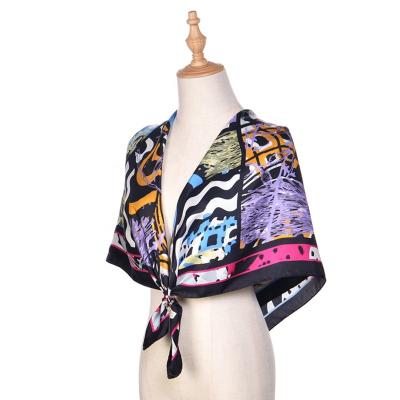 China Set As Video Show Silk Scarves Luxury Custom Printing Mulberry Design 90*90 Silk Scarf 100% Silk Scarf For Women for sale